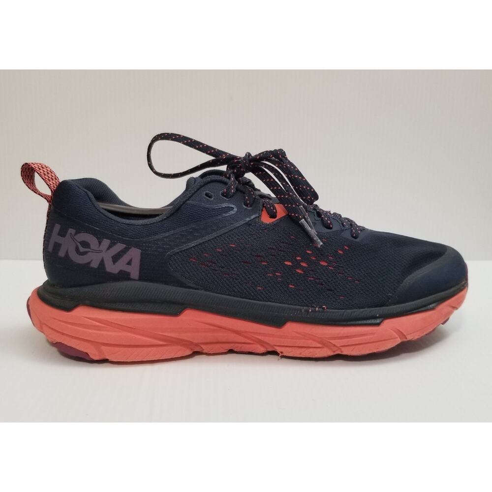 Hoka One One Challenger ATR 6 Blue Orange Trail Running Shoes Womens Size 9 B